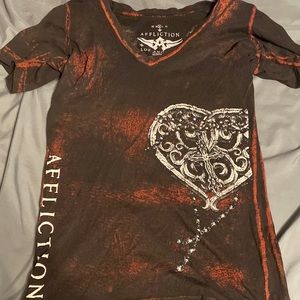 Affliction short sleeved shirt rhinestone design